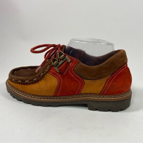 DIBA Leather Multicolor Vintage Shoes With Lug Soles. Color Brown/Red SZ 7.5 - Picture 4 of 11